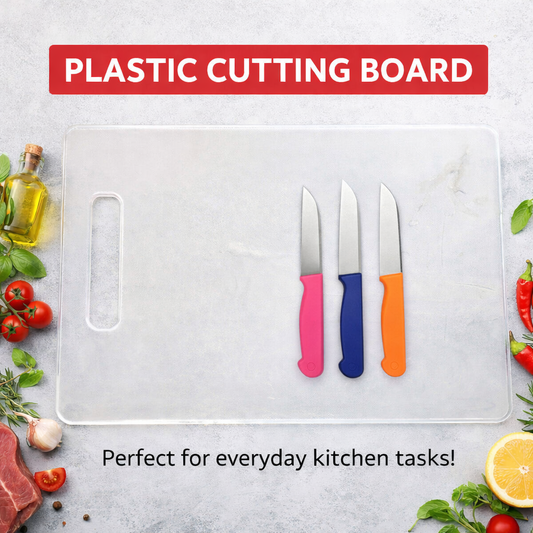 Cutting board with set of knives